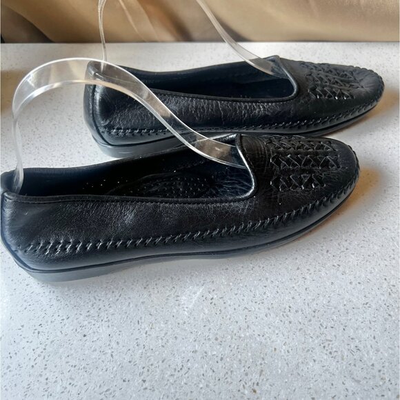 Dexter Womens Size 9 M Black Leather Slip On Shoes - Picture 3 of 11